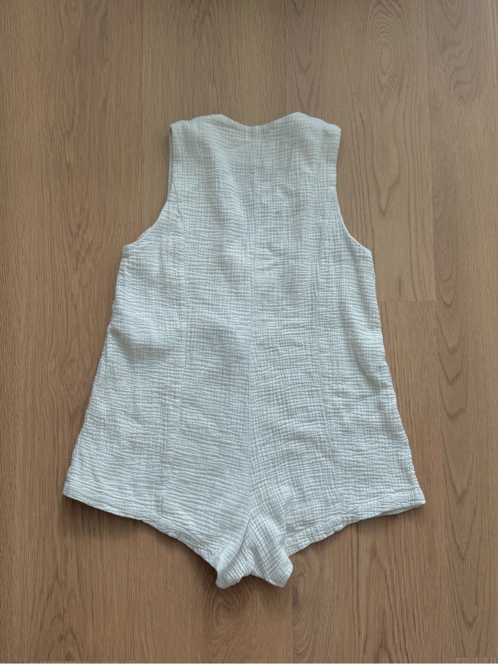 Rhythm Light Cream Soft Cotton Romper with Button Front - Picture 2 of 6